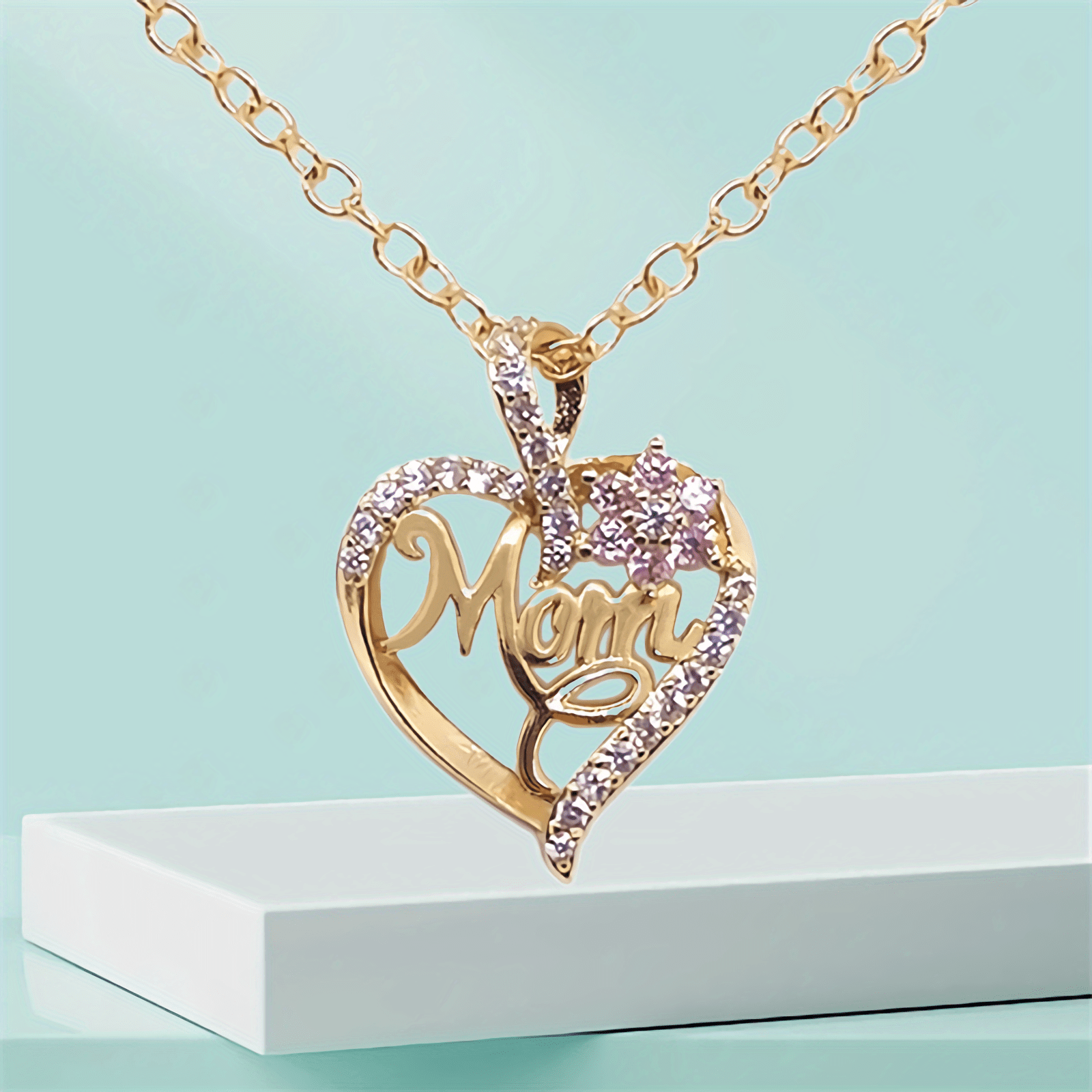"1pc Charming ""MOM"" Pendant Necklace with Elegant Hollow Heart & Flower Design - Perfect for Holidays, Birthdays & Anniversaries"